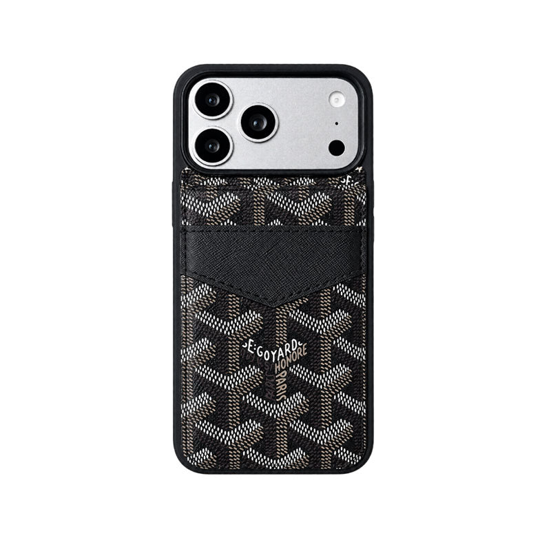 Luxury Leather GD iPhone Case With Card Holder For iPhone 17 Series-LA260046