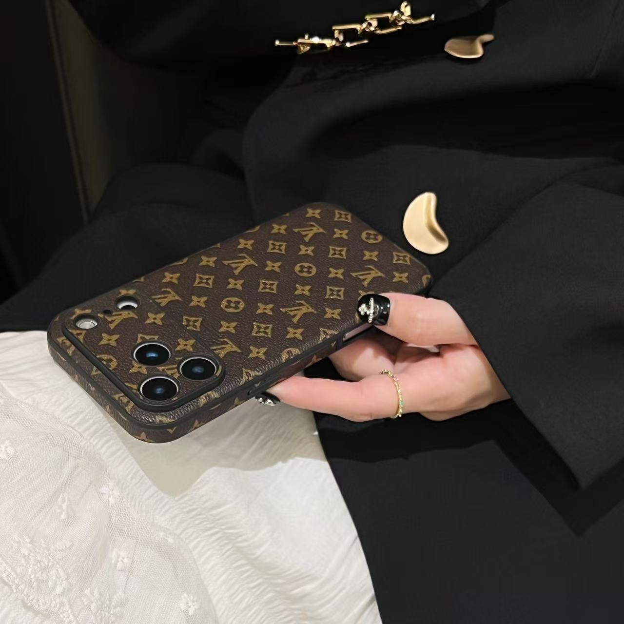 Leather Monogram iPhone Case For iPhone 17 Series-CRK251450
