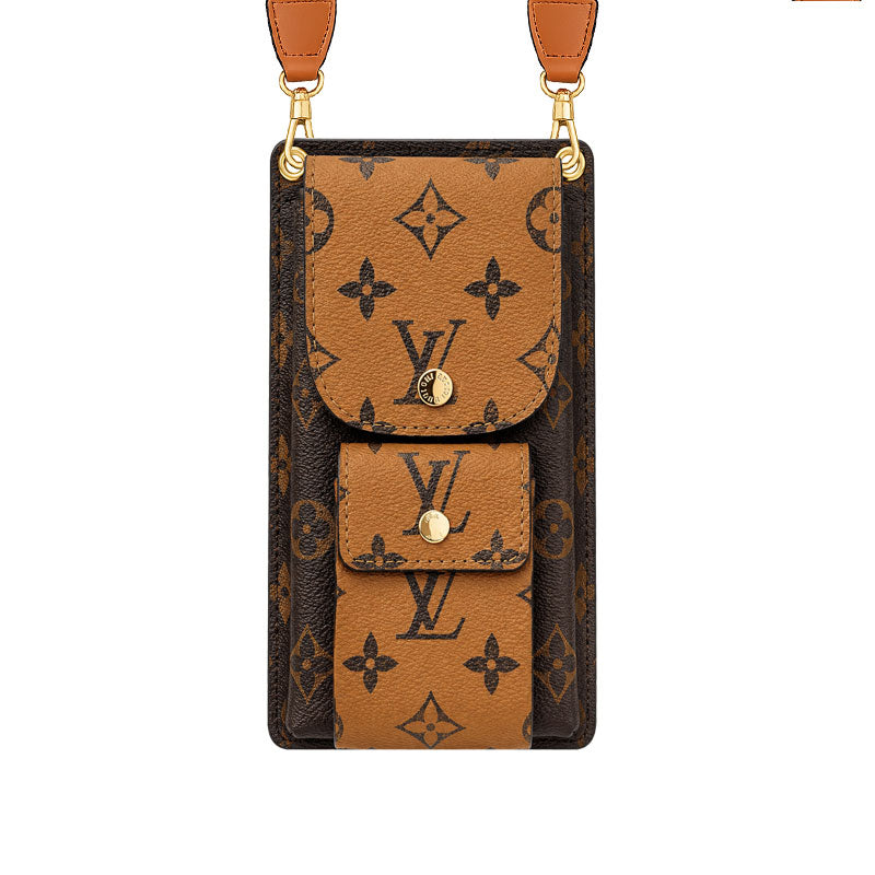 Premium Leather Monogram Crossbody Phone Bag-CYLV159