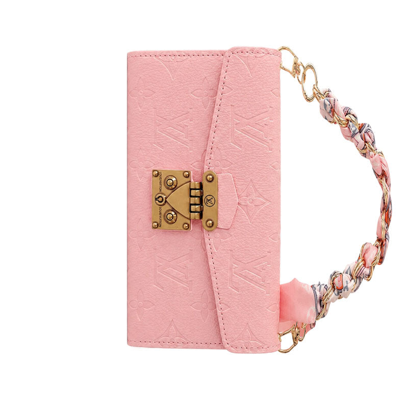 Luxury  Leather Monogram iPhone Case With Flip Wallet-LA260006