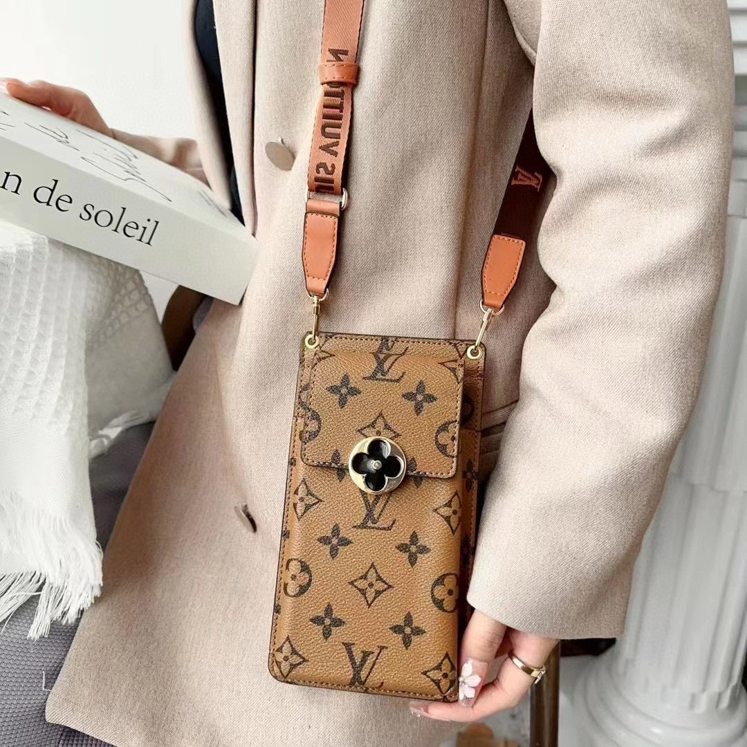Luxury Leather Monogram Crossbody Phone Purse -CYLV154