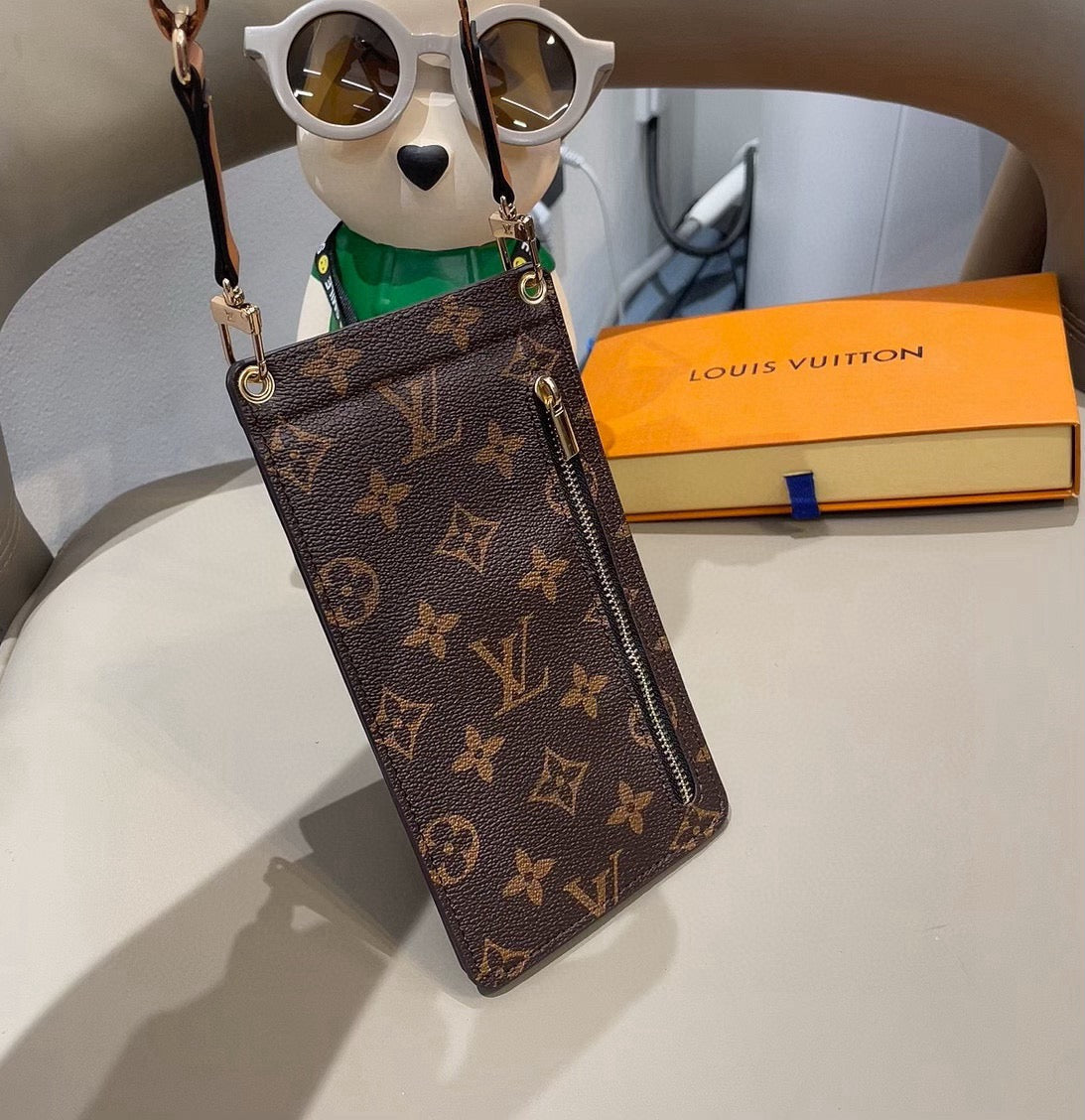 Luxury Leather Monogram Crossbody Phone Purse -CYLV154
