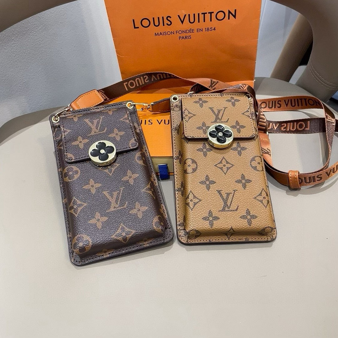 Luxury Leather Monogram Crossbody Phone Purse -CYLV154