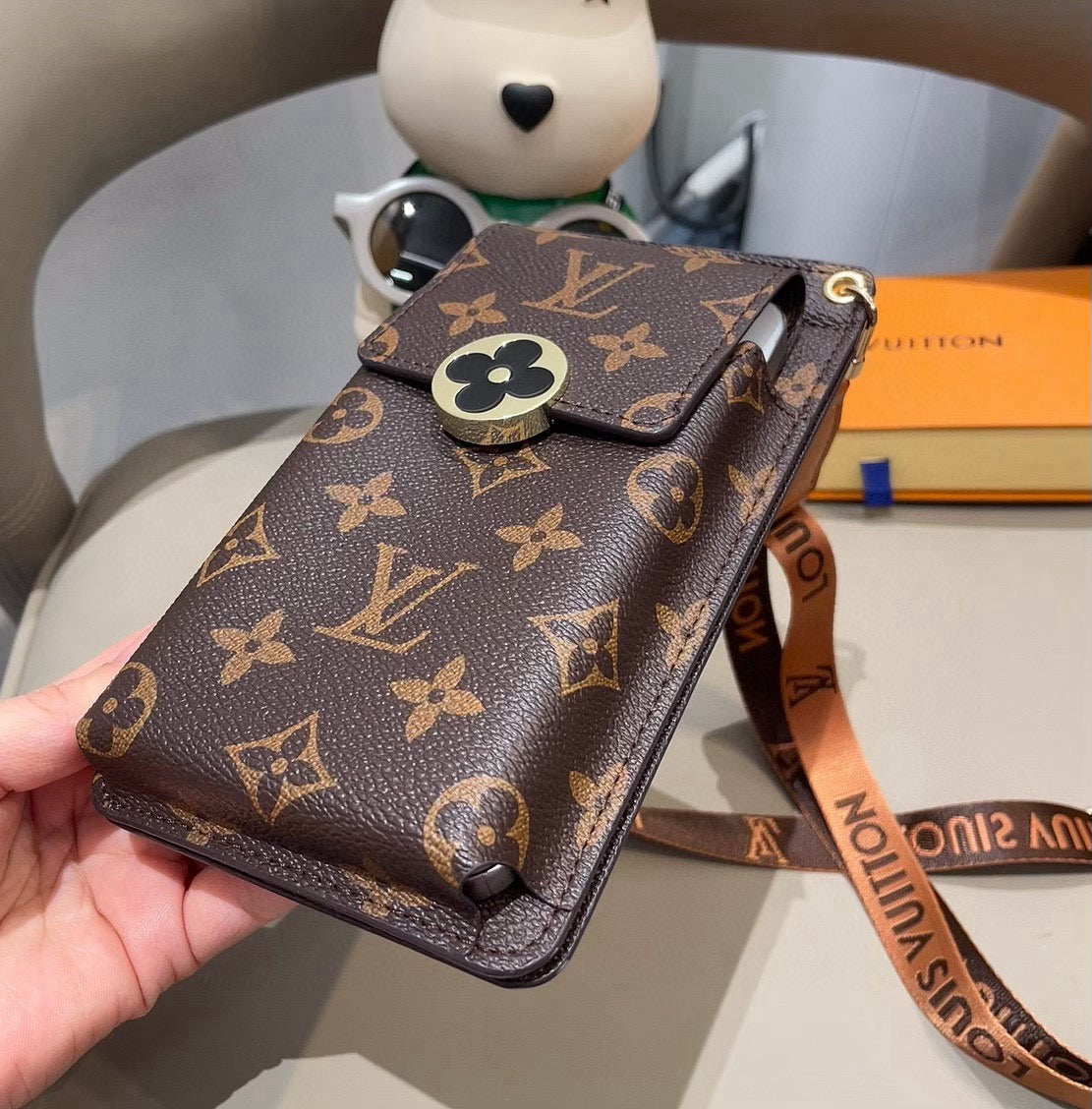 Luxury Leather Monogram Crossbody Phone Purse -CYLV154