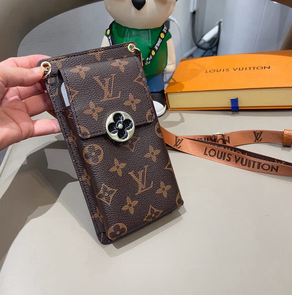 Luxury Leather Monogram Crossbody Phone Purse -CYLV154