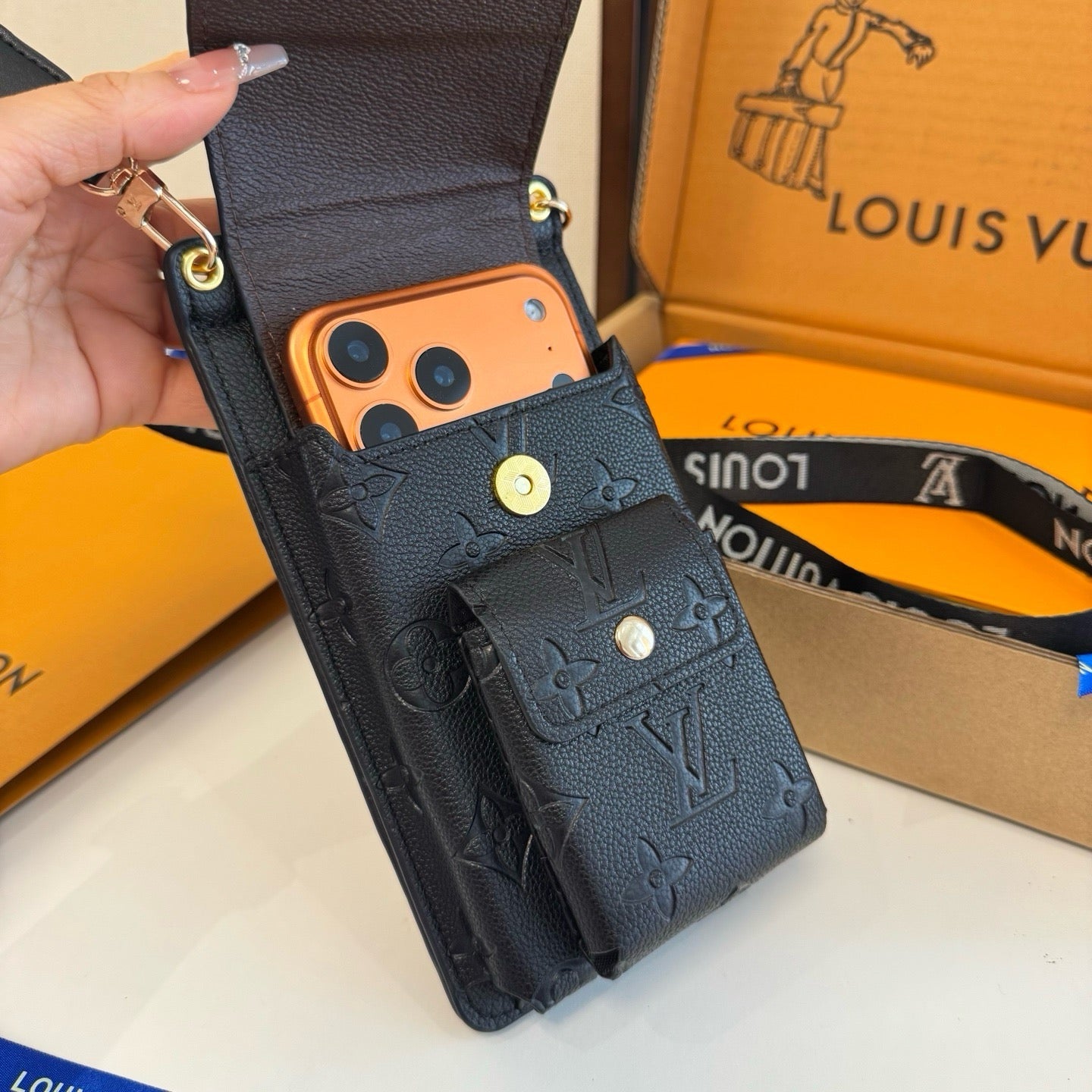 Luxury  Leather Monogram Crossbody Phone Bag-CYLV158