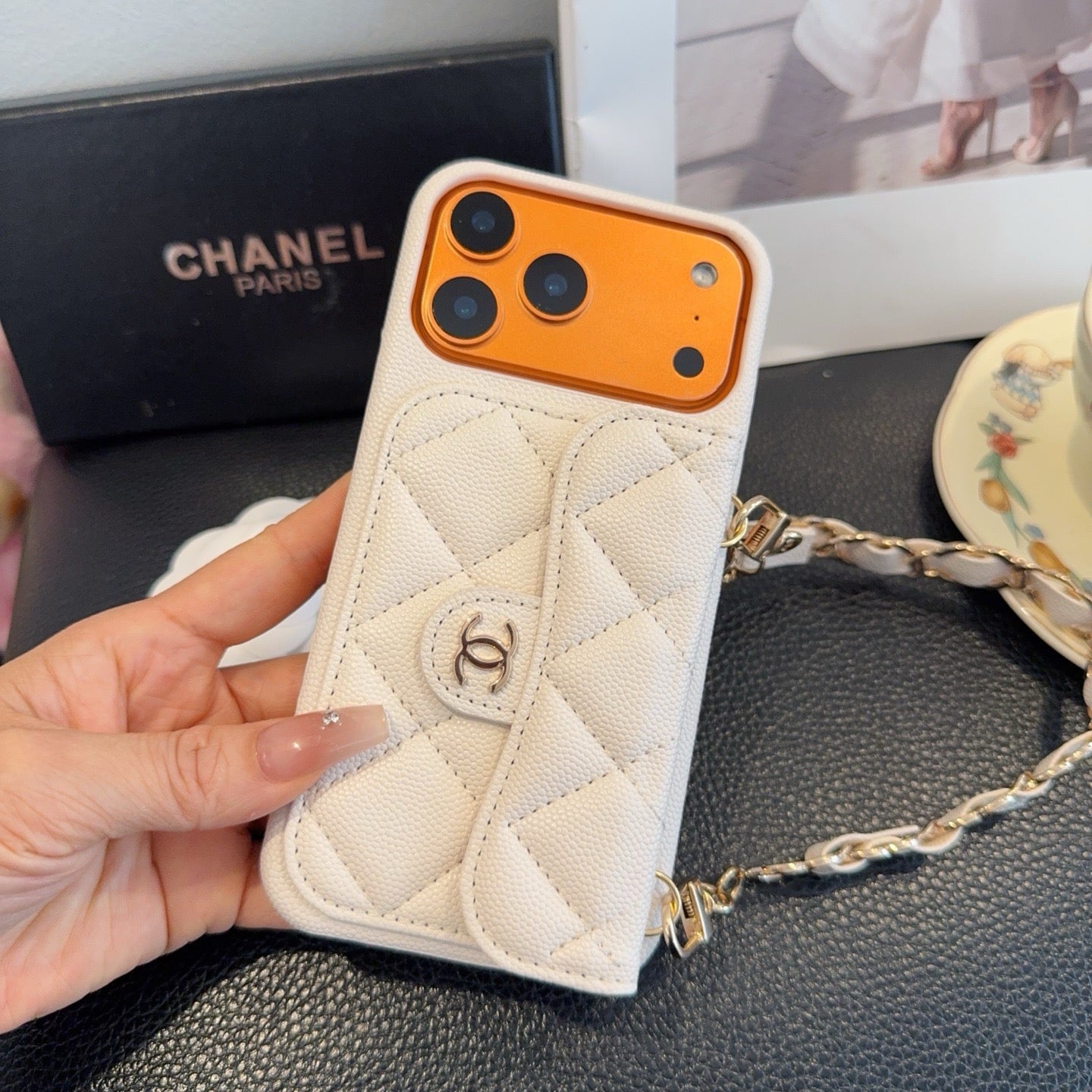 High-quality Leather CC iPhone Case  With Wallet And Crossbody Strap-CYCC162