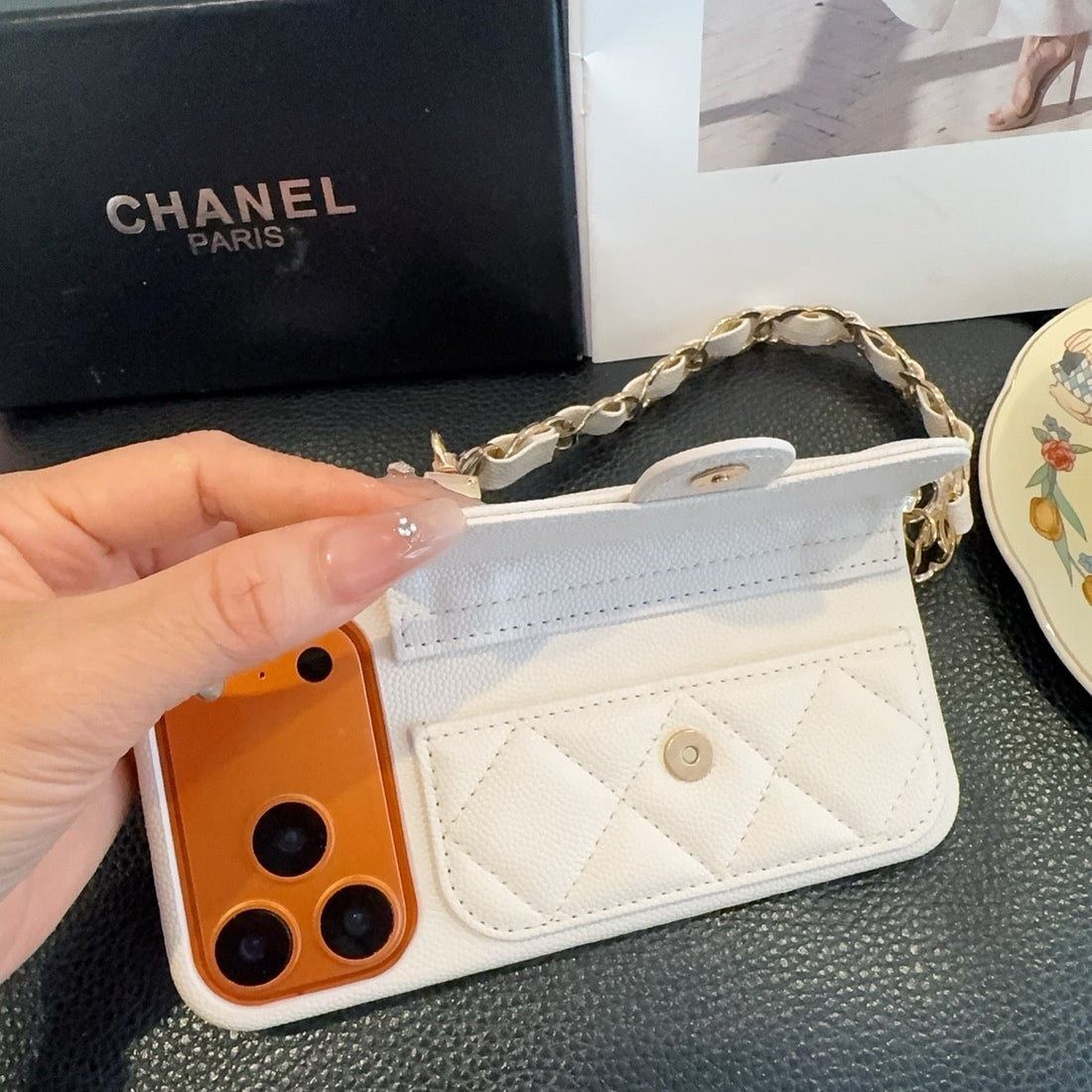 High-quality Leather CC iPhone Case  With Wallet And Crossbody Strap-CYCC162