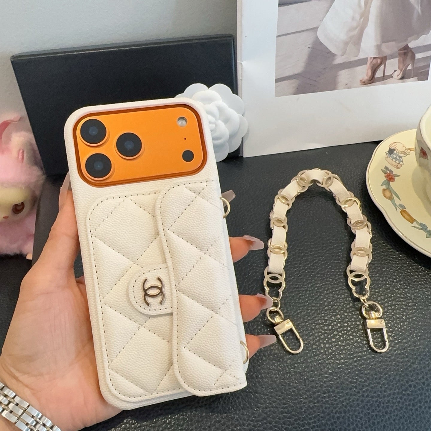 High-quality Leather CC iPhone Case  With Wallet And Crossbody Strap-CYCC162