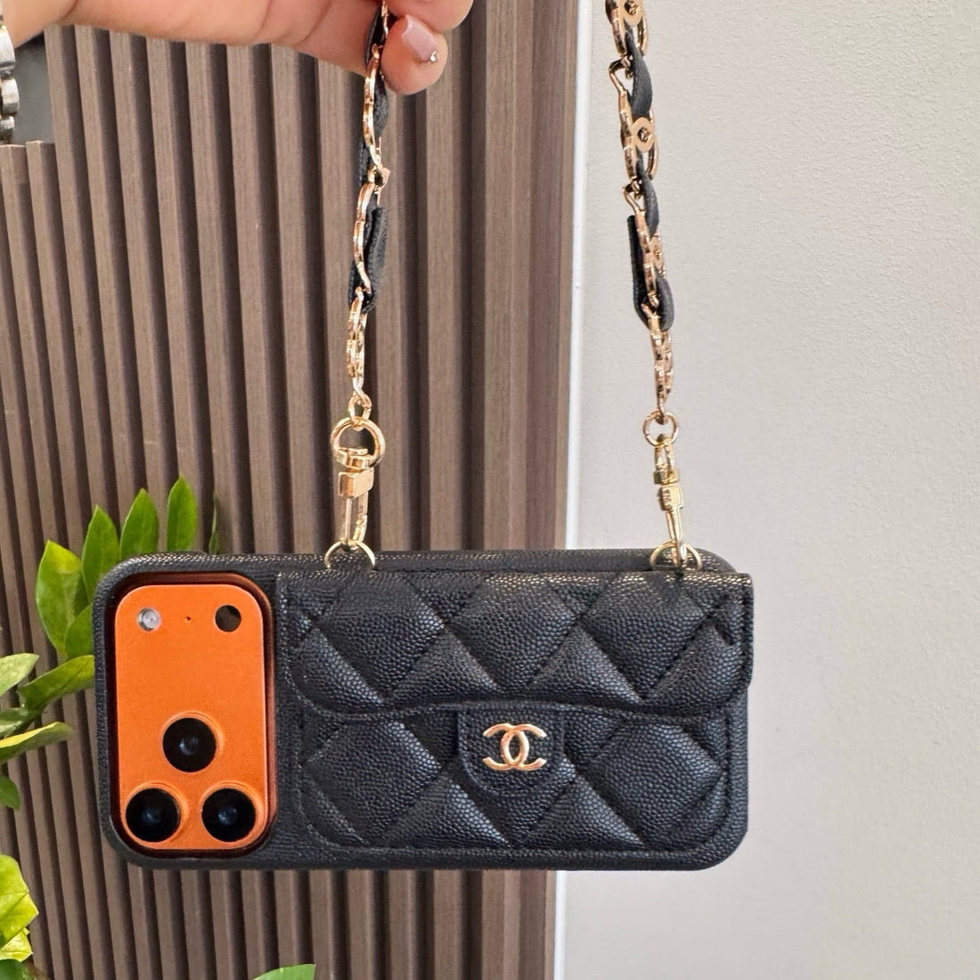 Elegant Leather  CC iPhone Case  With Wallet And Crossbody Strap-CYCC163