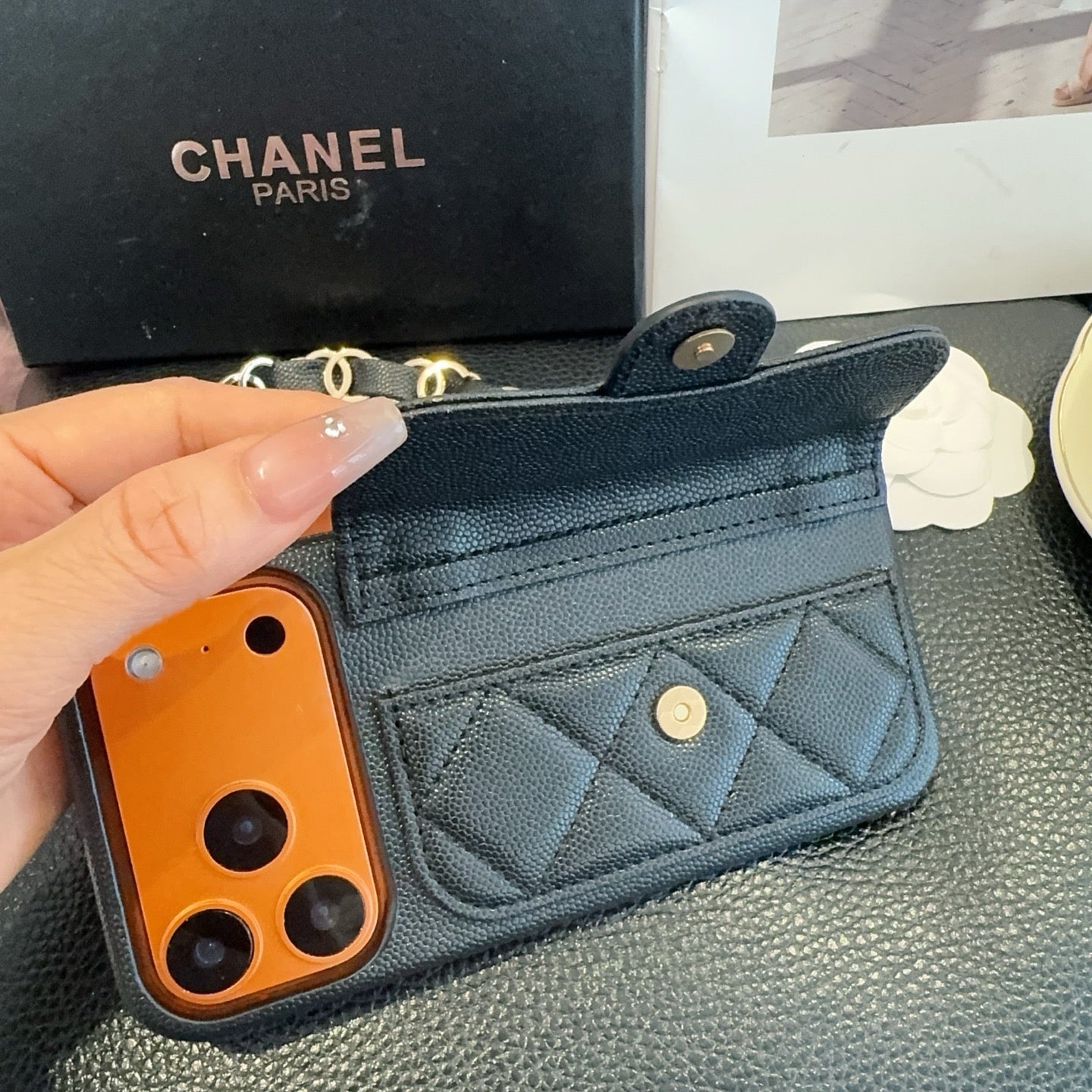 Elegant Leather  CC iPhone Case  With Wallet And Crossbody Strap-CYCC163