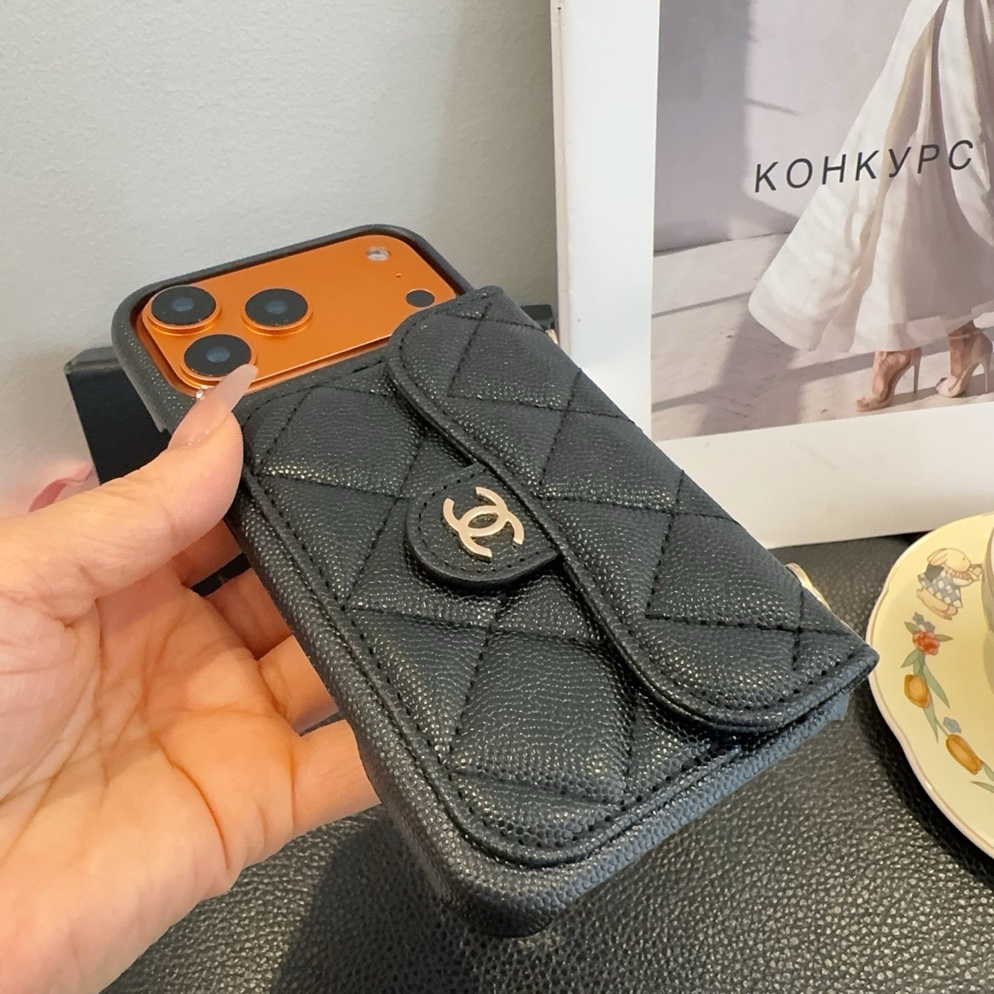 Elegant Leather  CC iPhone Case  With Wallet And Crossbody Strap-CYCC163