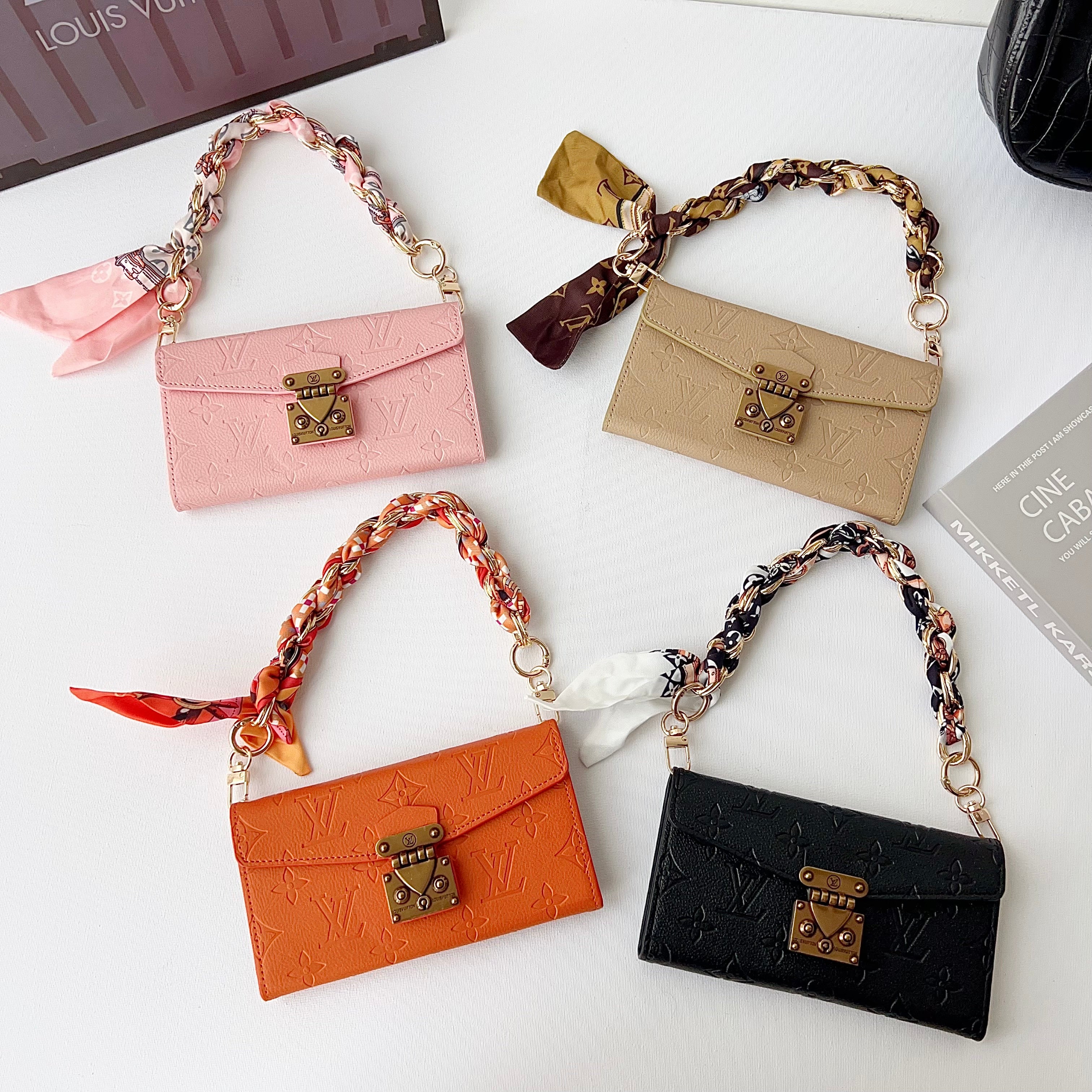 Luxury  Leather Monogram iPhone Case With Flip Wallet-LA260006