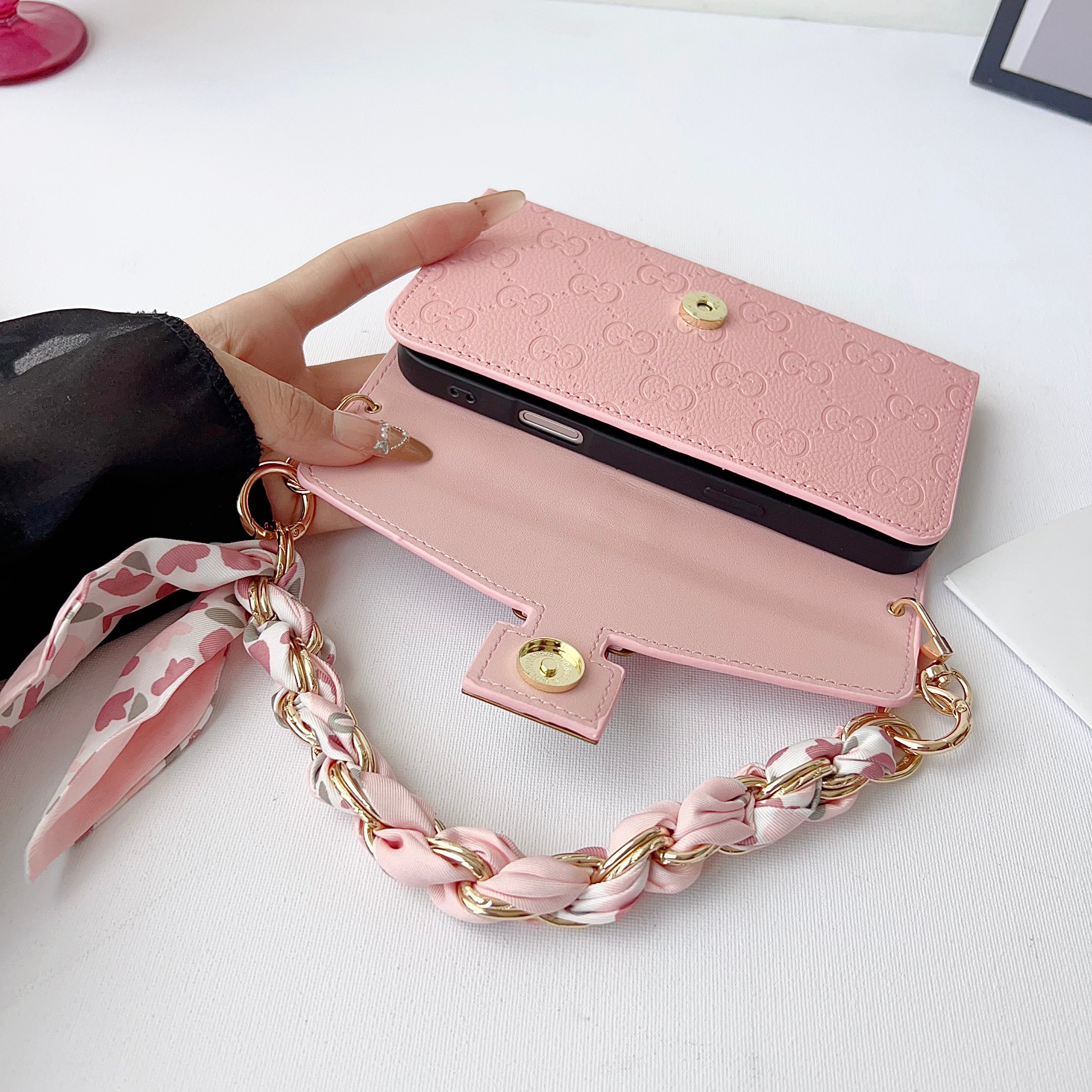 Classic Leather GG iPhone Case With Flip Wallet-LA260007