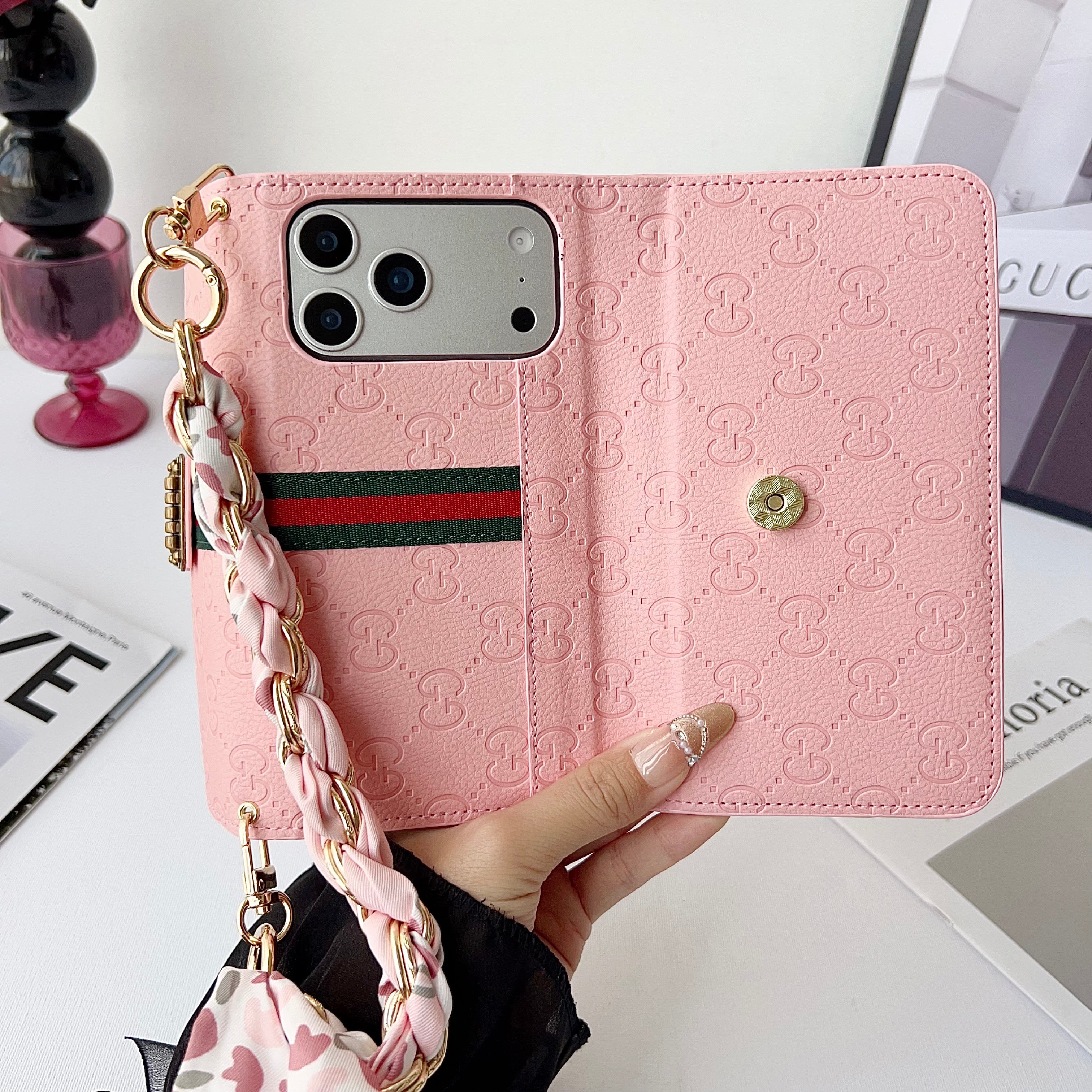 Classic Leather GG iPhone Case With Flip Wallet-LA260007
