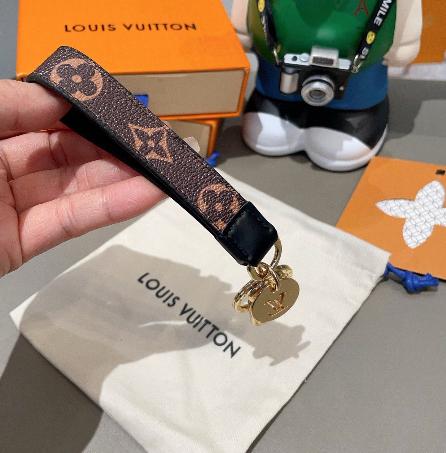Monogram Wristlet Key Ring With Pendant-LA260012
