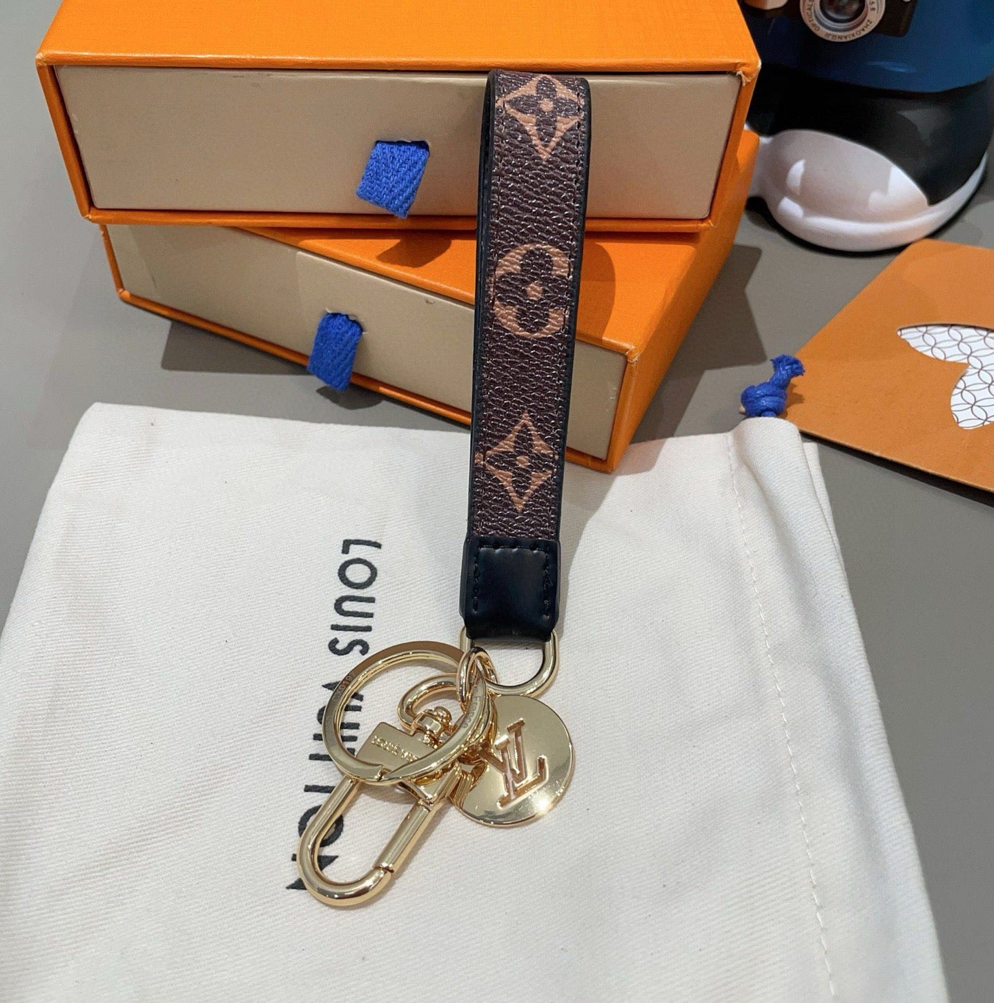 Monogram Wristlet Key Ring With Pendant-LA260012