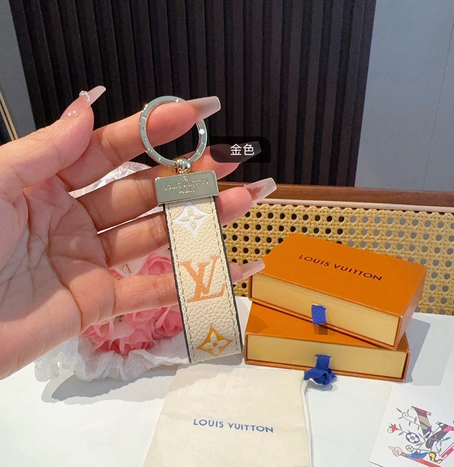 Monogram Colored Leather Key Strap-LA260013