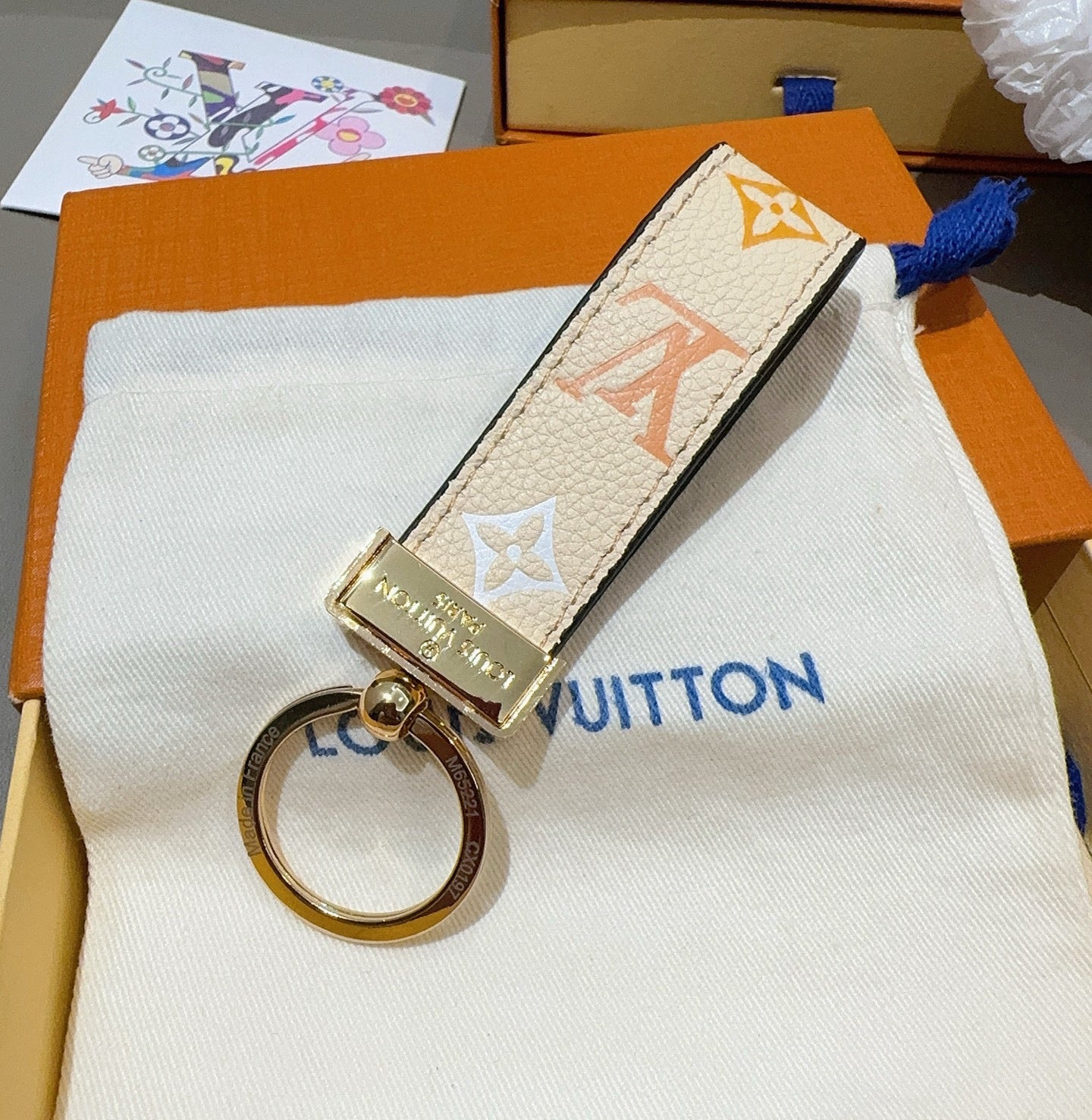 Monogram Colored Leather Key Strap-LA260013