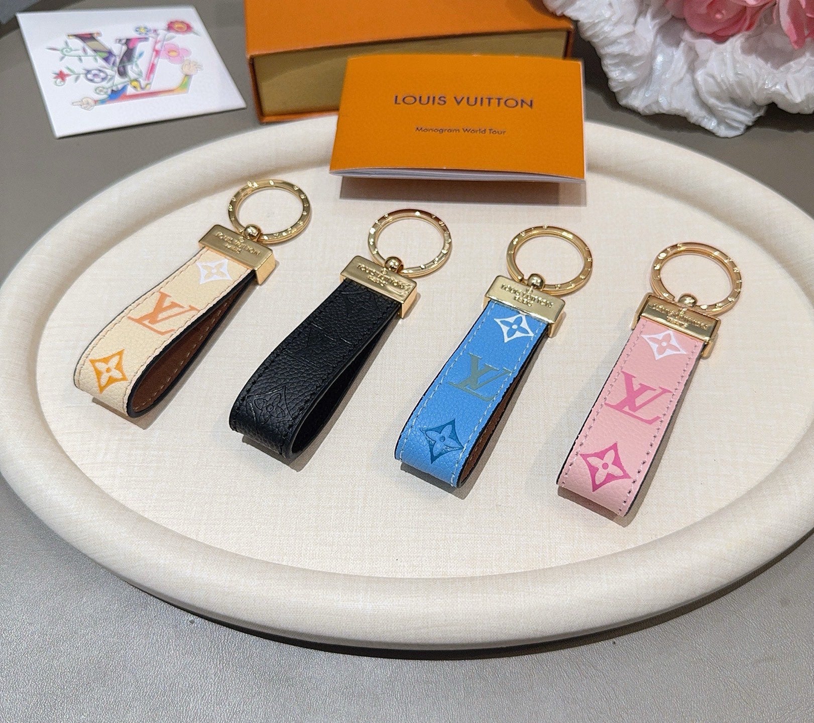 Monogram Colored Leather Key Strap-LA260013