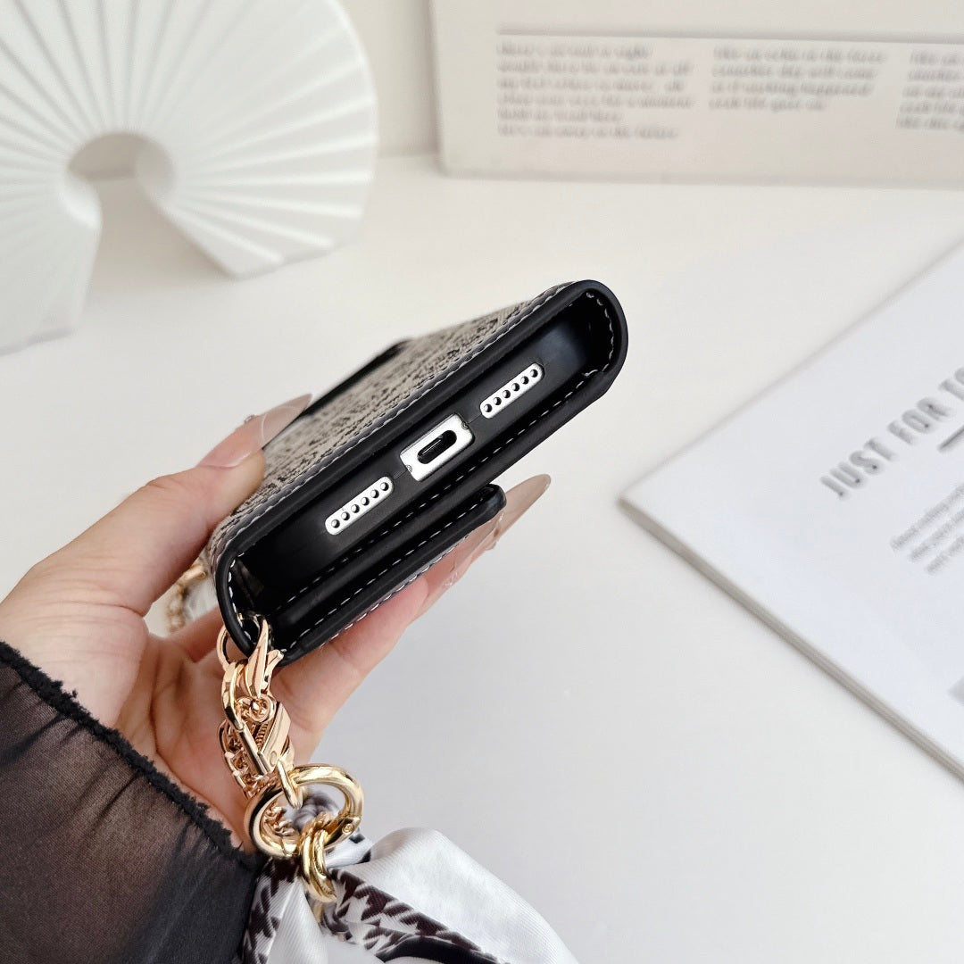 High-quality Leather TB iPhone Case With Flip Wallet-LA260025