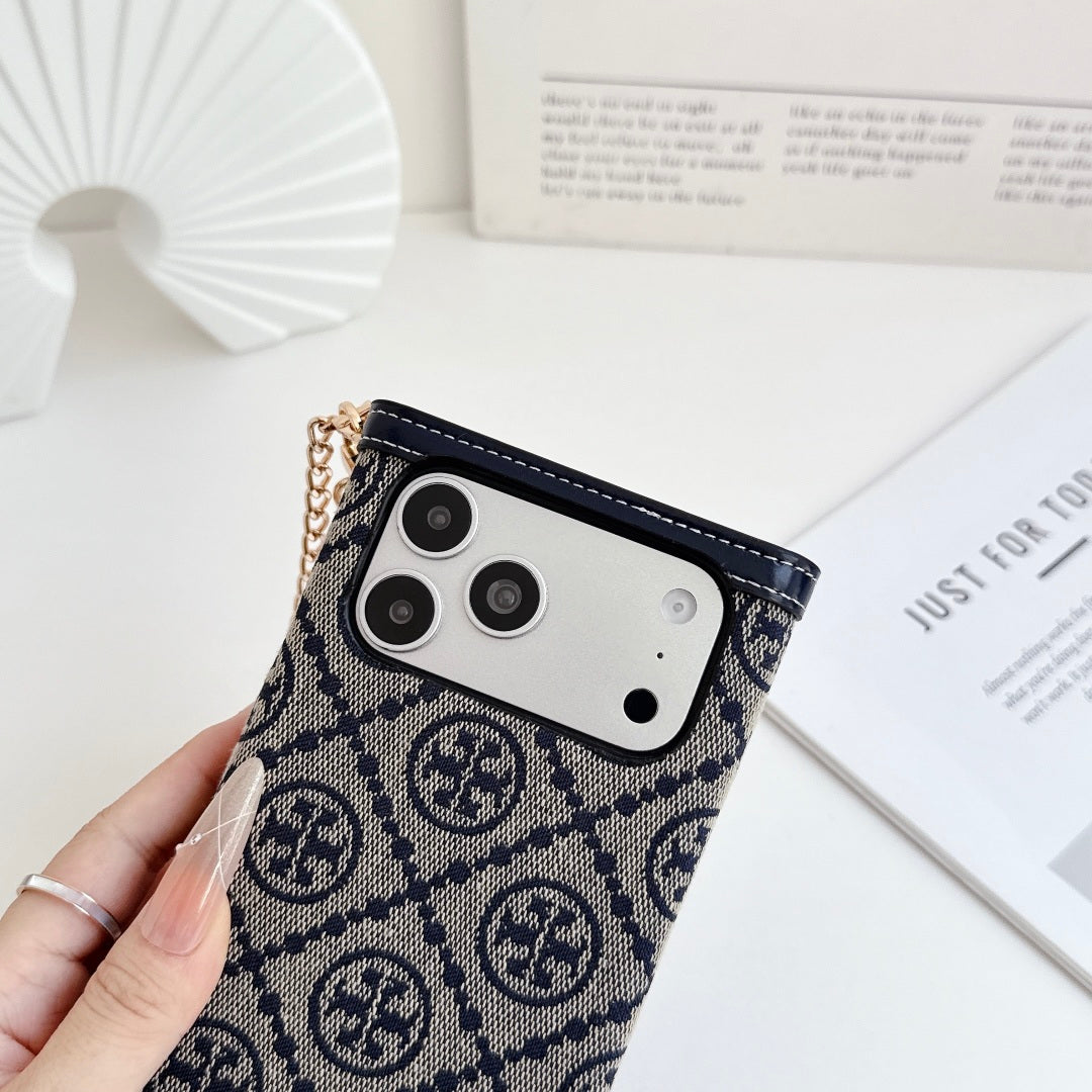 High-quality Leather TB iPhone Case With Flip Wallet-LA260025
