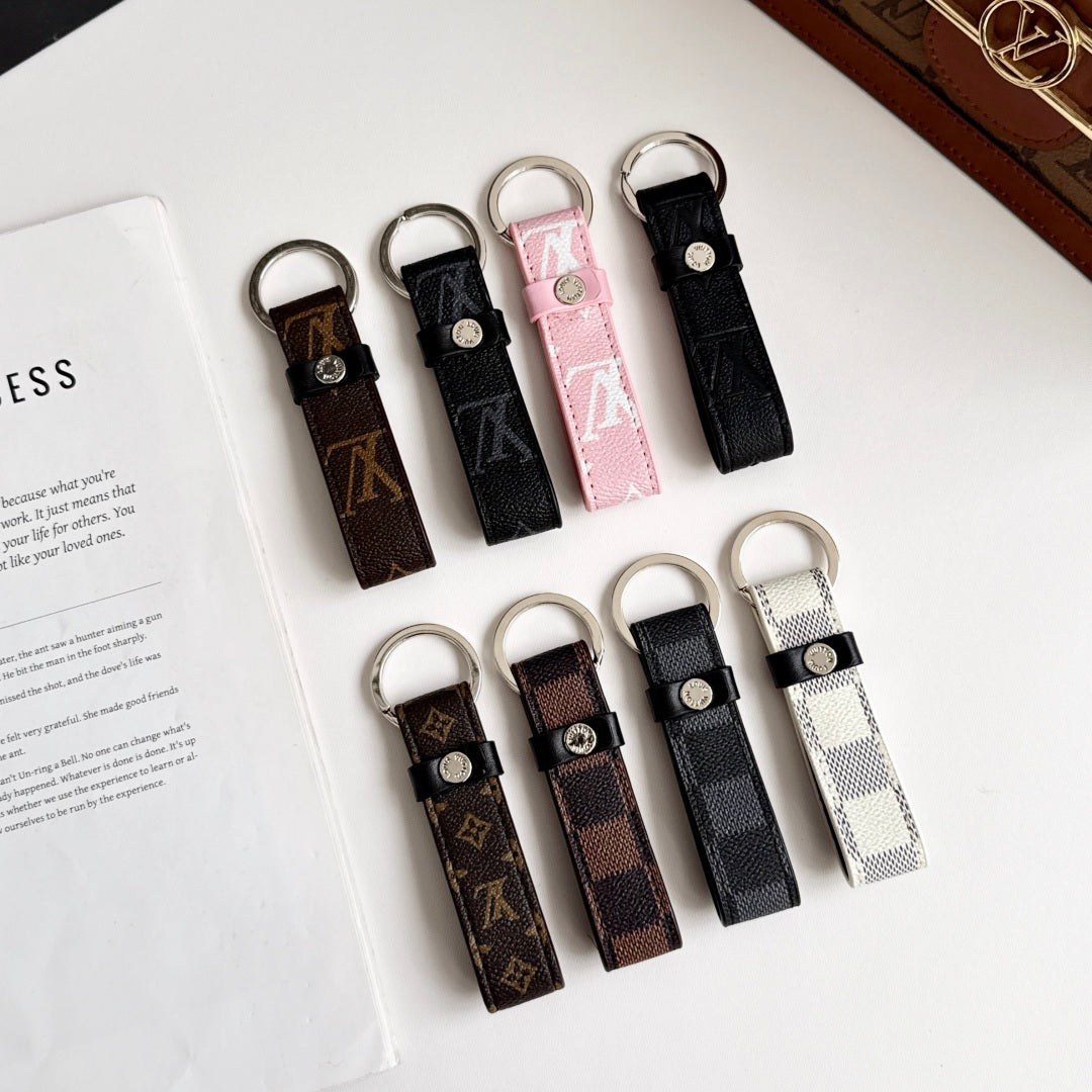 Leather Monogram Key Ring Bag Charm-LA260049