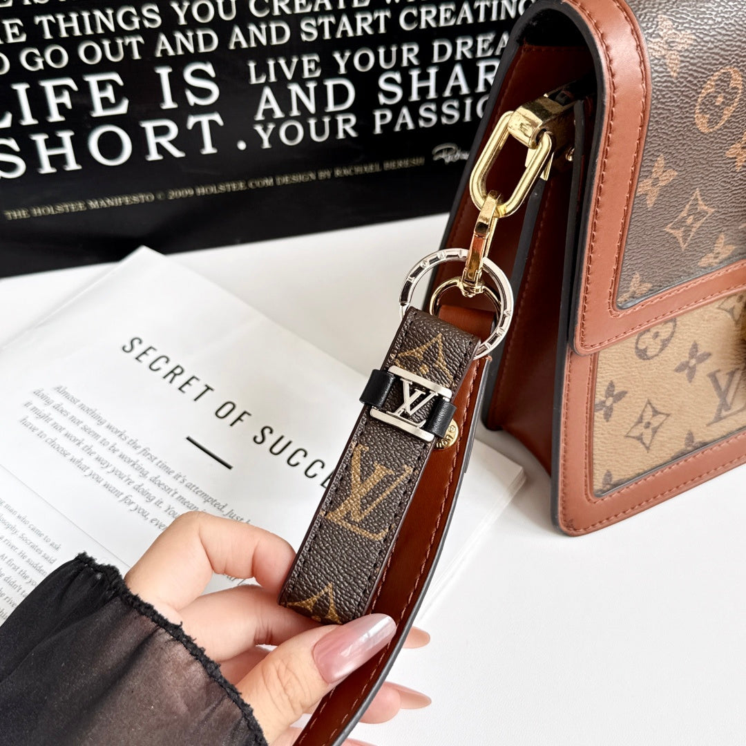 Leather Monogram Key Ring Bag Charm-LA260049