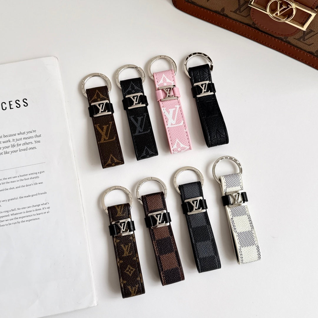 Leather Monogram Key Ring Bag Charm-LA260049